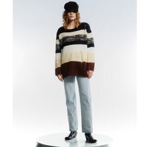 TheOpen Product Colorblock Striped Distressed Wool Sweater Size Medium